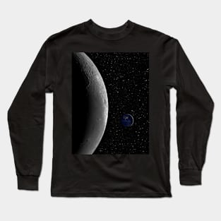 Moon and the small planet Earth by night Long Sleeve T-Shirt